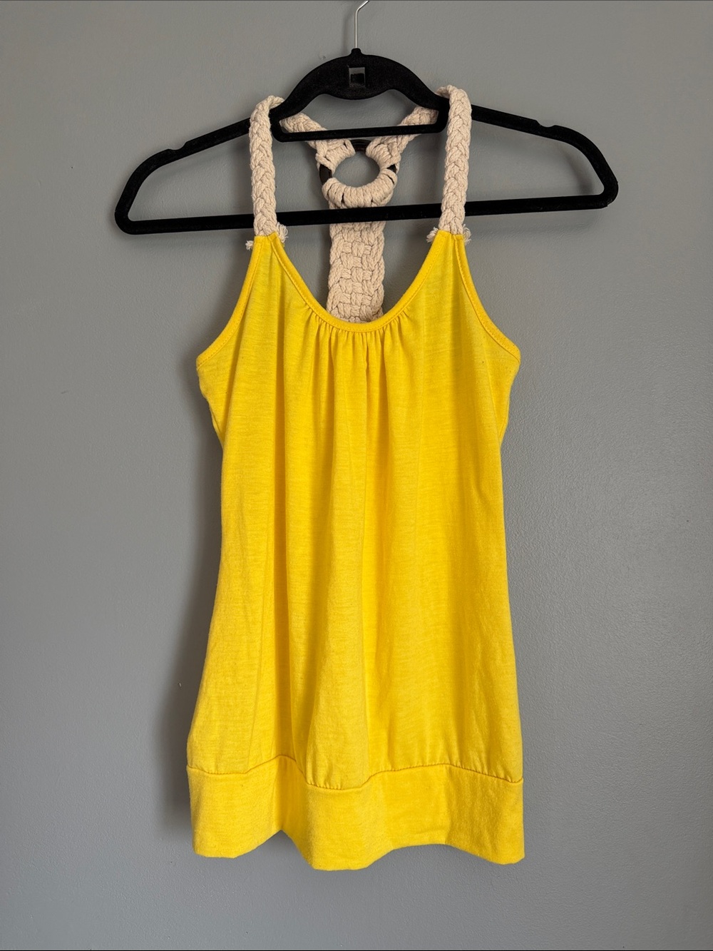 Taboo Yellow Braided Macramé Rope Strap Tank Top - Size Small